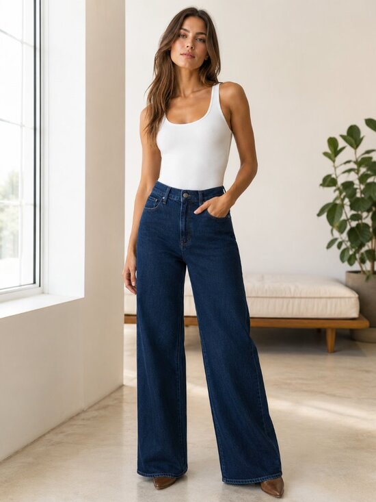 Joe's Jeans Denim - Joe’s Jeans The Mia High Rise Wide Leg Jeans Size 33 Dark Indigo